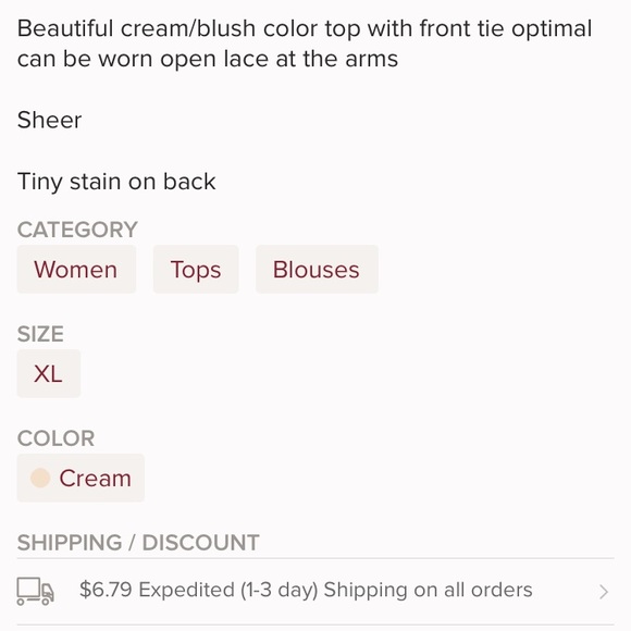 Blush sheer top office long sleeve boho neck tie - Picture 7 of 7